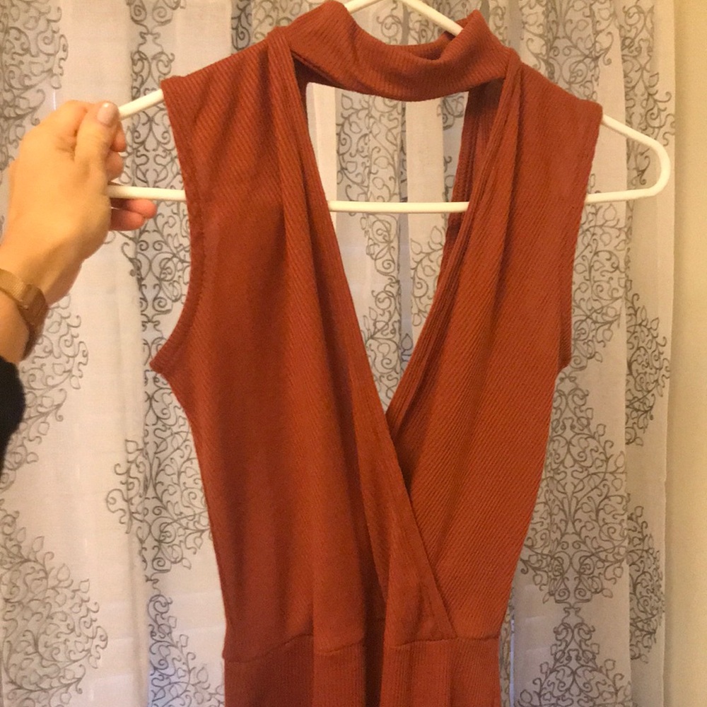 Rust orange choker dress